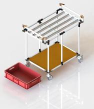 Carrello lean leggero per movimenazione scatole, cartoni e pacchi. Dimensioni su misura.