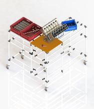 Nell'immagine: Postazione di assemblaggio mobile. Geometria ergonomica a forma di L